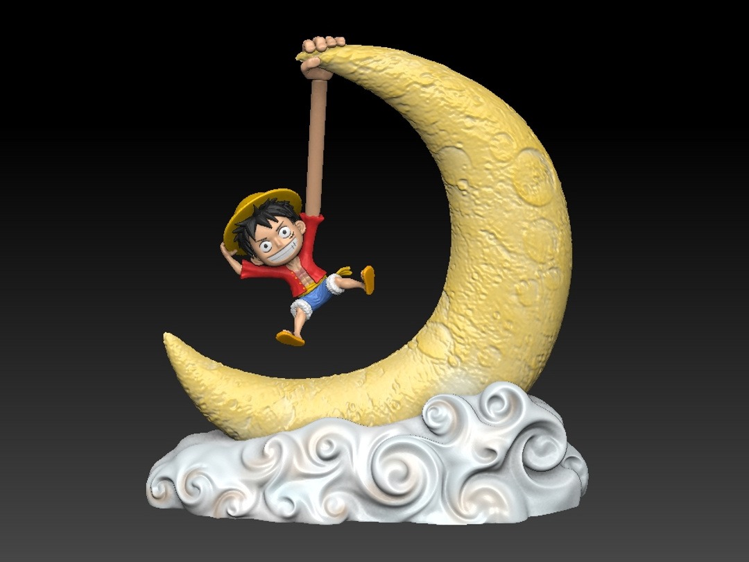 Luminária decorativa de personagem em uma lua, modelada para impressão 3D